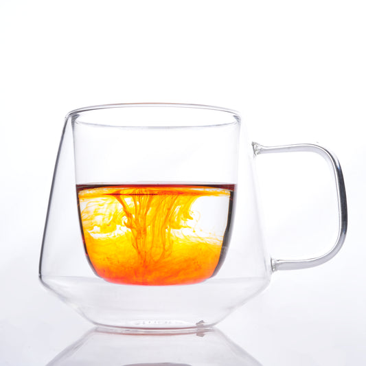 Double Wall Coffee Mug 200ml (7 Ounces), Clear Glass with Handle, Insulated Cappuccino, Tea, Latte Cup - Heat Resistant