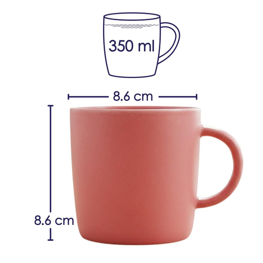 Femora Premium Ceramic Coffee Mug 350 ML | Matte Finish | Pack of 2 | Solid Color Tea Cups for Home & Office