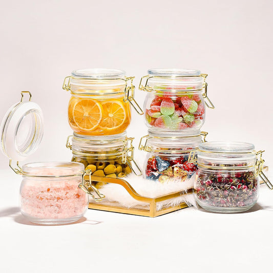 Glass Jar, Kitchen Storage Jar, Round Jars, Airtight Steel Lid,