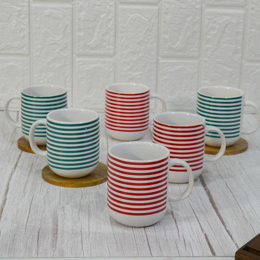 Handcrafted Ceramic Coffee & Tea Cup Set of 6, 180 ML,