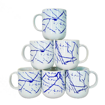 Marble Print Design Ceramic Coffee Mug, Tea Cups, Stackable, Chip Resistant, 180 ML, Pack of 6,