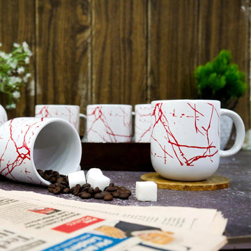 Marble Print Design Ceramic Coffee Mug, Tea Cups, Stackable, Chip Resistant, 180 ML, Pack of 6,