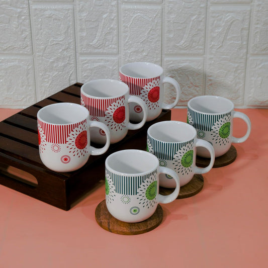 Handcrafted Ceramic Coffee & Tea Cup Set of 6, 180 ML,