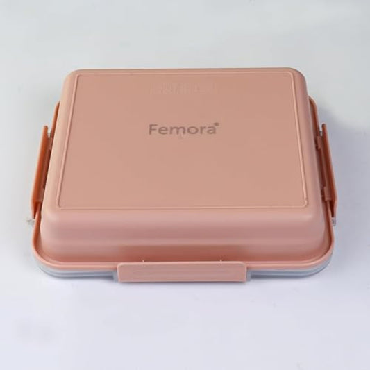 Stainless Steel Lunch Box Thali Set With Bag , Femora, 1 Pcs, Pink
