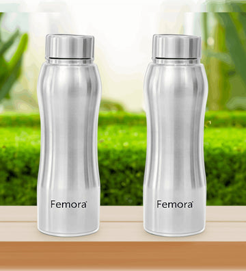 Stainless Steel Water Bottle, Freeze Bottle with Steel Cap, 750ML, 2 Pcs, Femora