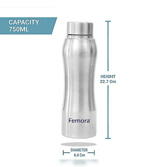 Stainless Steel Water Bottle, Freeze Bottle with Steel Cap, 750ML, 2 Pcs, Femora