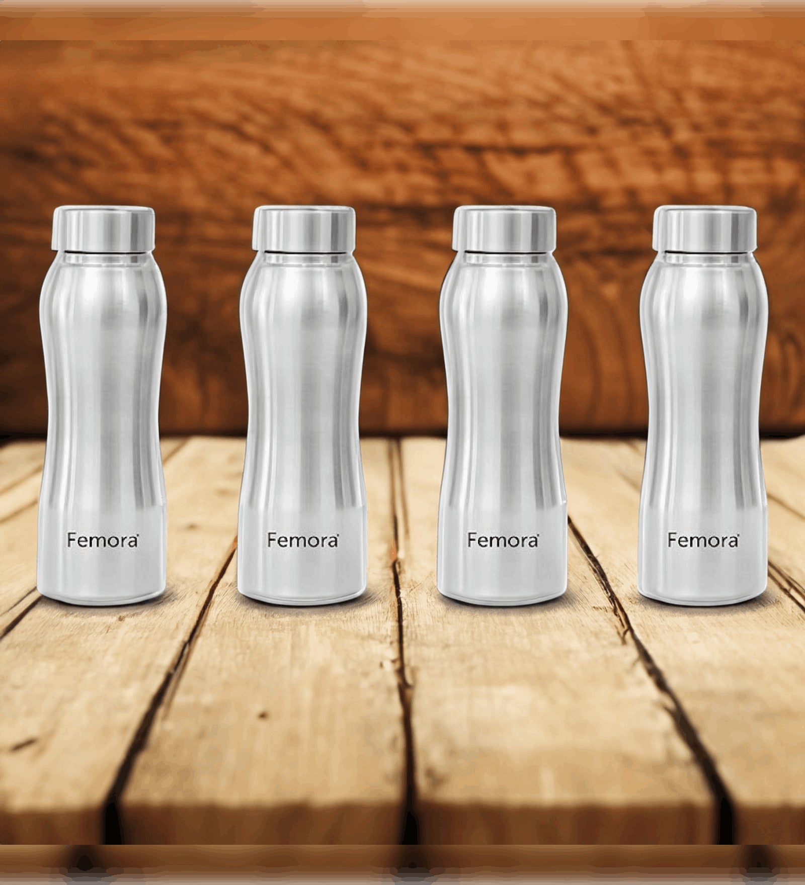 Stainless Steel Water Bottle, Freeze Bottle with Steel Cap, 750ML, 4 Pcs, Femora