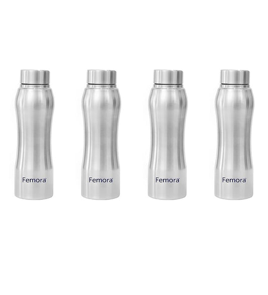 Stainless Steel Water Bottle, Freeze Bottle with Steel Cap, 750ML, 4 Pcs, Femora