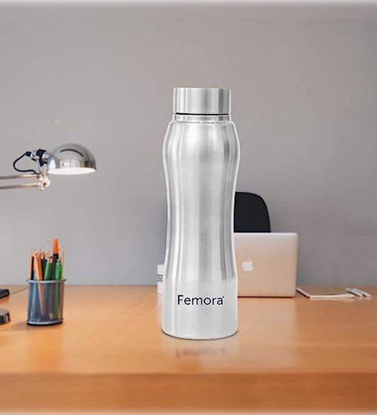 Stainless Steel Water Bottle with Sipper Cap & Steel Lid, 750ML, 1 Pcs,  Femora