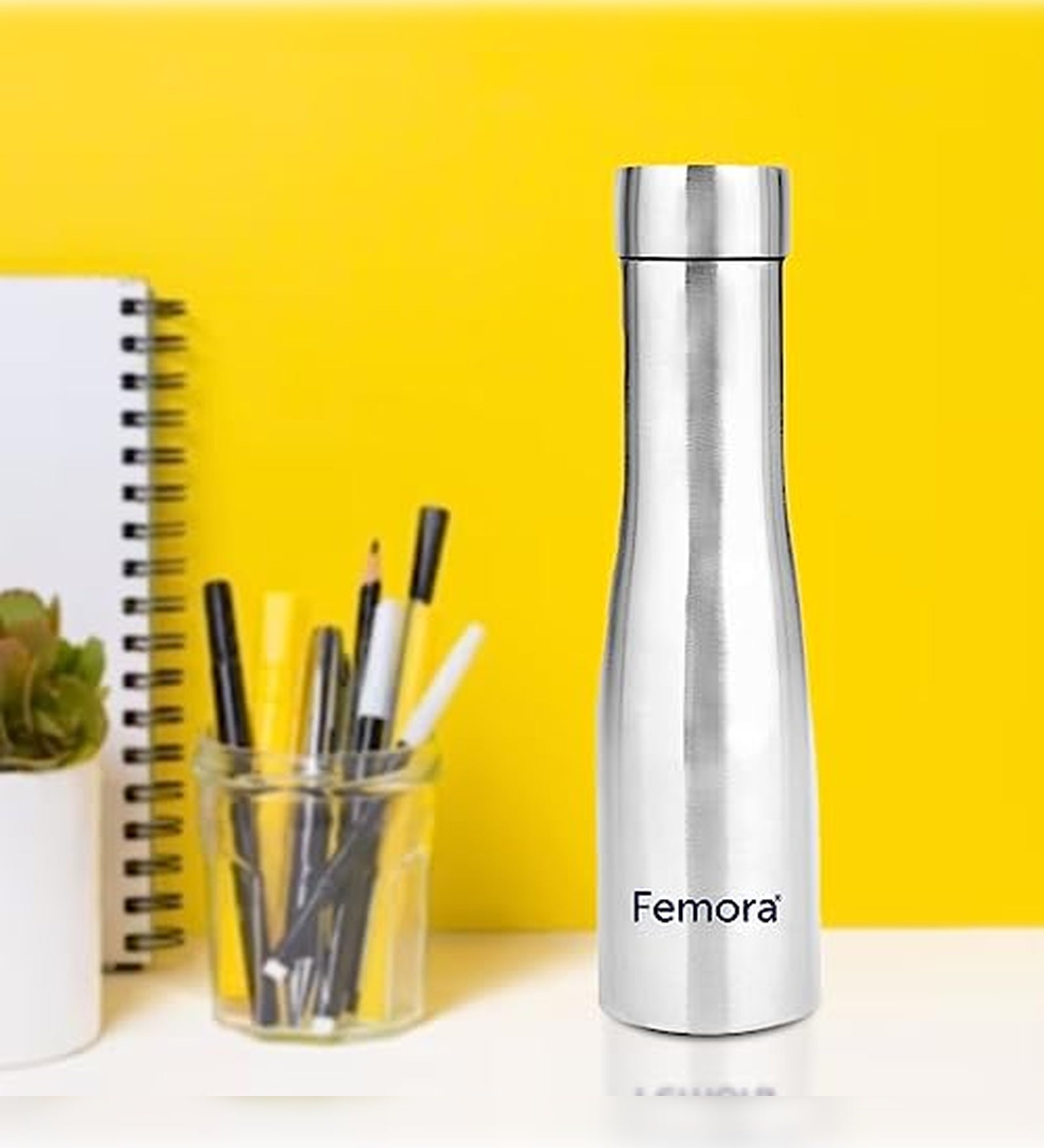 Stainless Steel Water Bottle with Steel Lid, 1000ML, 1 Pcs,  Femora