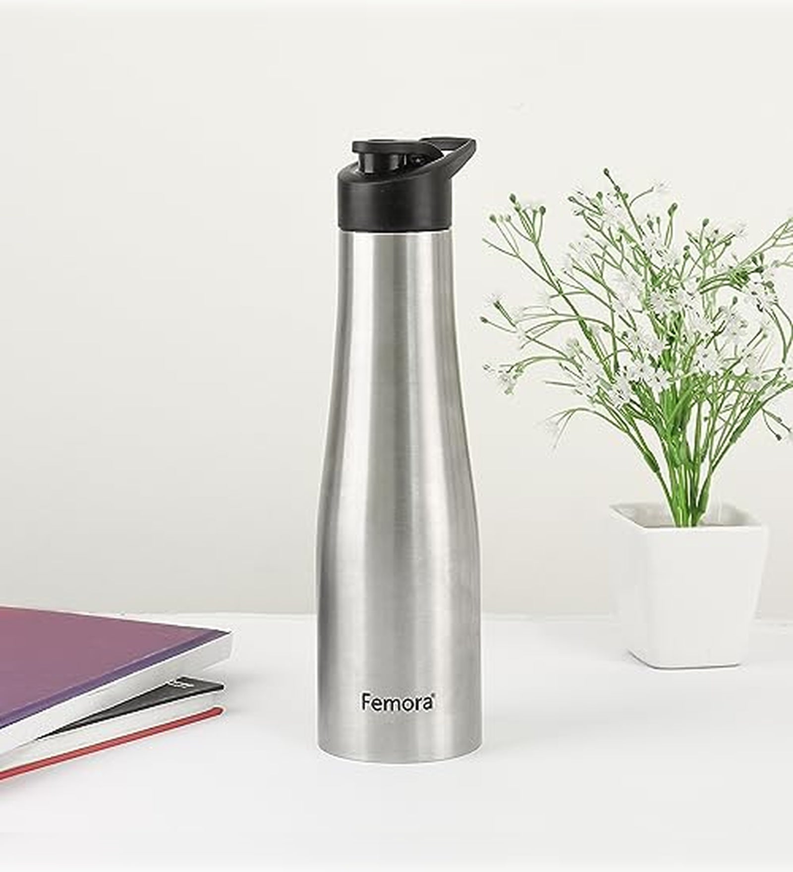 Stainless Steel Water Bottle with Sipper Cap, 1000ML, 1 Pcs,  Femora