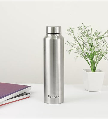 Stainless Steel Water Bottle Fridge Bottle Travel Bottle with Steel Cap - 1000 ML, 1 Pcs, Femora