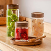 Kitchen Storage Jars Borosilicate Glass With Wooden Lid Air Tight Jar Femora