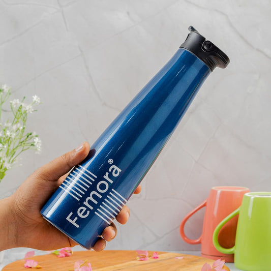 Femora Sleeko Stainless Steel Double Insulated Water Bottle with Sipper Cap, 700 ML, (Thermo Steel)