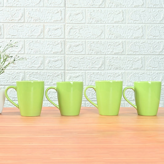 Premium Green Ceramic Coffee Mug Set of 4, 360ML, Femora