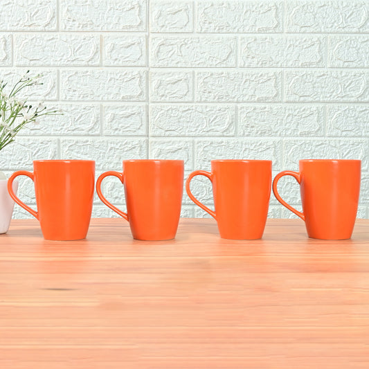 Premium Orange Ceramic Coffee Mug Set of 4, 360ML, Femora