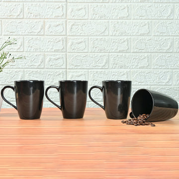 Premium Black Ceramic Coffee Mug Set of 4, 360ML, Femora