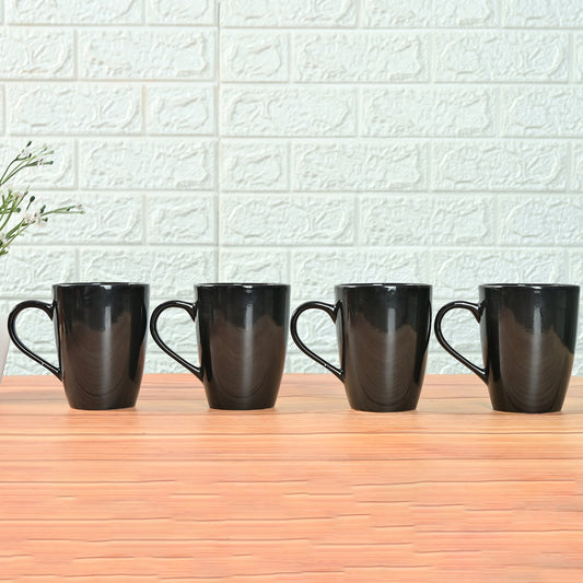 Premium Black Ceramic Coffee Mug Set of 4, 360ML, Femora