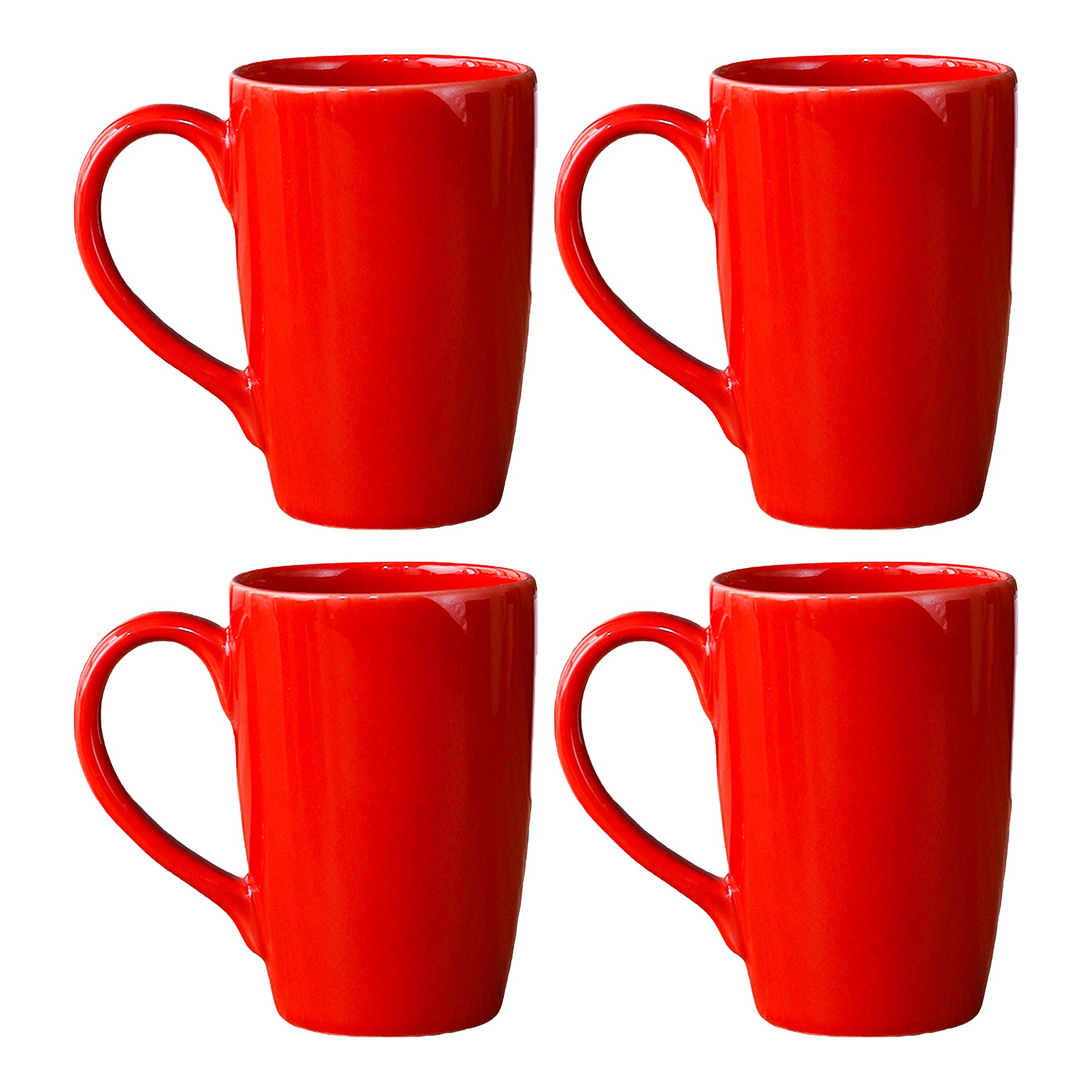 Premium Red Ceramic Coffee Mug Set of 4, 360ML, Femora