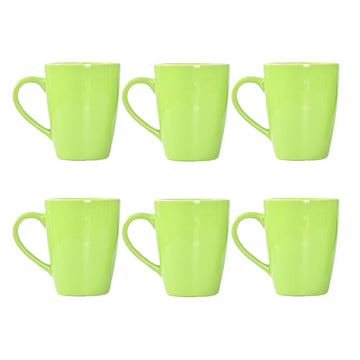 Premium Green Ceramic Coffee Mug Set of 6, 360ML, Femora