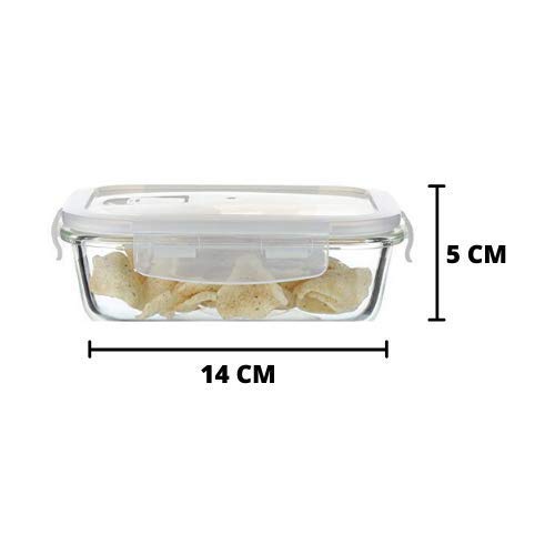 Borosilicate Glass Lunch Box Grey Black Canvas Bag Femora, 400 ML, 3 Pcs