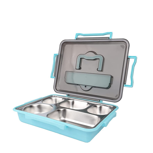 Stainless Steel Blue Lunch Box Thali Set, Femora, 1 Pcs