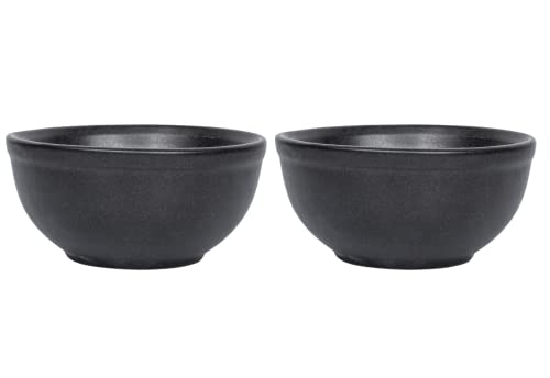 Handmade Ceramic Solid Katori Bowl Ceramic Dining Bowl, 250 Ml, Black (Set of 2, Dishwasher Safe)