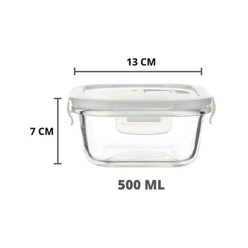 Borosilicate Glass Microwave Safe Square Food Storage Container with Air Vent Lid Set of 2 (Container (500ml & 1200ml))