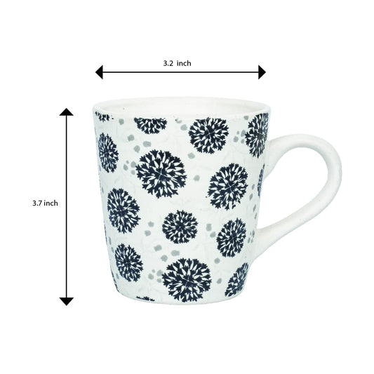 Ceramic Decal Stoneware Floral Cracker Coffee Mug, 320 ML, Femora