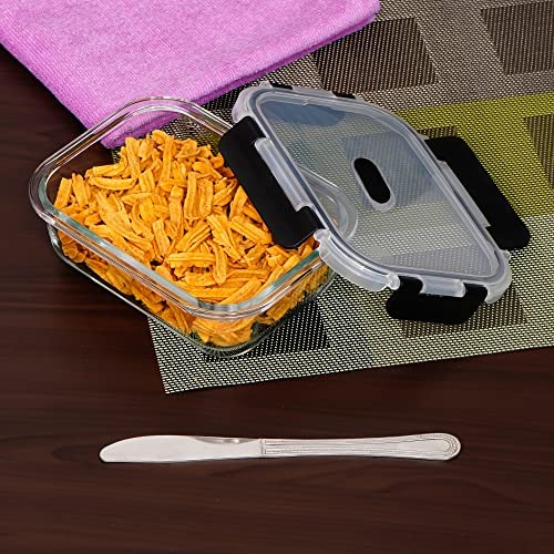 Borosilicate Glass Microwave Safe Rectangle Food Storage Container with Air Vent Lid, 1500 m.l.
