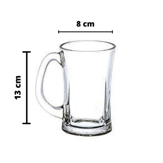 Beera Crystal Clear Glass Beer Mug with Heavy Base- 350 ml, Set of 3