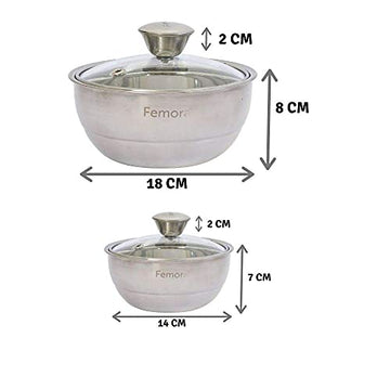 Stainless Steel Curry Server Casserole - 500ml, 900ml, Set of 2