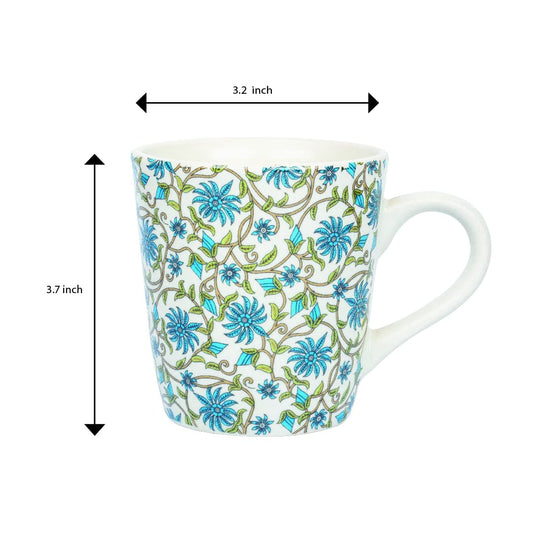 Ceramic Decal Stoneware Floral Coffee Mug, 320 ML, Femora