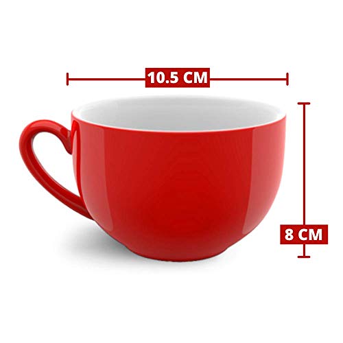 Indian Ceramic  Jumbo  Coffee  Mug  - 400 ML - Red, Set of 1