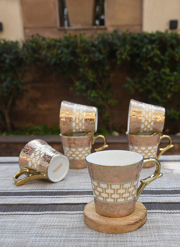 Fine Bone China Golden Daisy Finish Ceramic Tea Cups 160ML