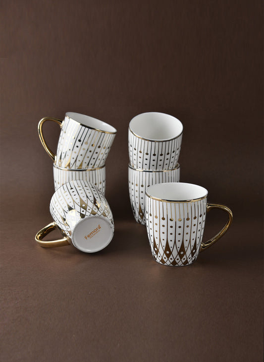 Gold Modern Pattern Fine Bone China Golden Tea Cups