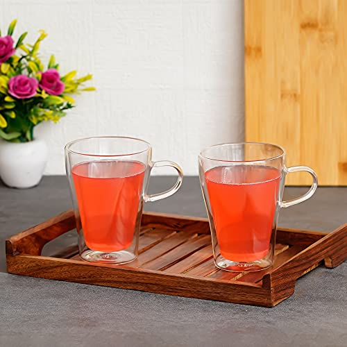 Borosilicate Glass Double Wall Modern Tea Cup-350 ML, Set of 2 pcs