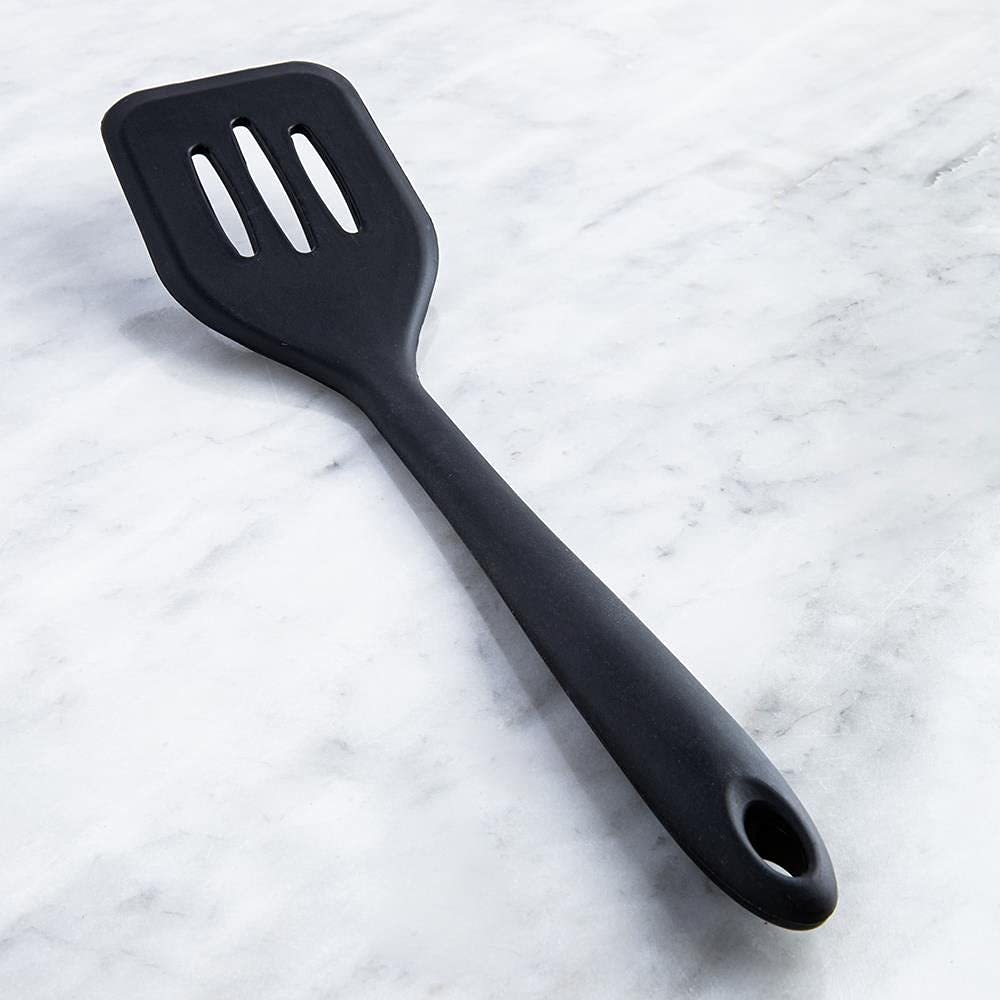 Slotted Turner with Grip Handle, Black, Non Stick