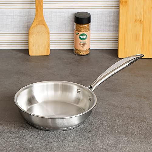 Fry Pan, Bonded Tri-Ply Bottom, 23 cm , Silver, Zero Coating, Health Safe