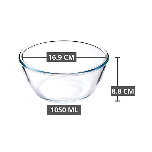 Borosilicate Glass Round Mixing Bowl 1050ml,1650ml,2100ml, Set of 3