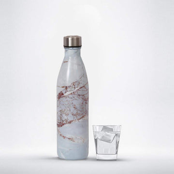Glass Glacier White Water Bottle with Steel Cap - 1L