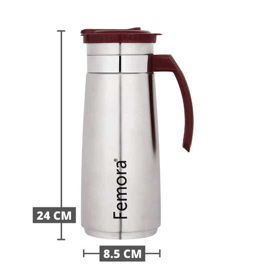 Stainless Steel Stylo Jug with Handle, Maroon - 1.2 L