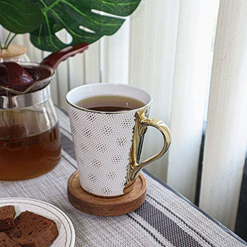 White-Golden Coffee Mugs, Tea Mugs-330 ml