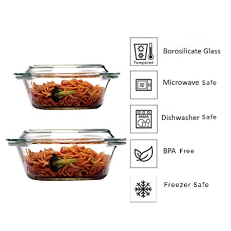 Borosilicate Glass Microwave Safe Multipurpose Casseroles Set of 2 (Casserole (1550ml &amp; 2000ml))