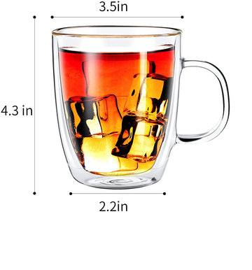 Borosilicate Glass Double Wall Tea Cup- 360 ML, Set of 4 pcs