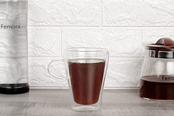Borosilicate Glass Double Wall Modern Tea Cup-350 ML, Set of 4 pcs