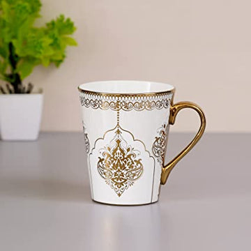 Gold, Fine Bone China  Coffee Mug, 330 ML, Set of 3