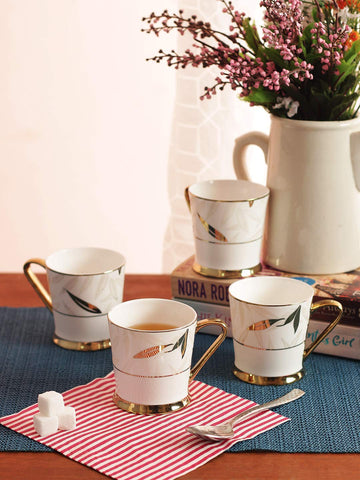 Indian Ceramic Tea Cup Set, 200 ML, Set of 6, Multi-Color (NOT Microwave Safe)