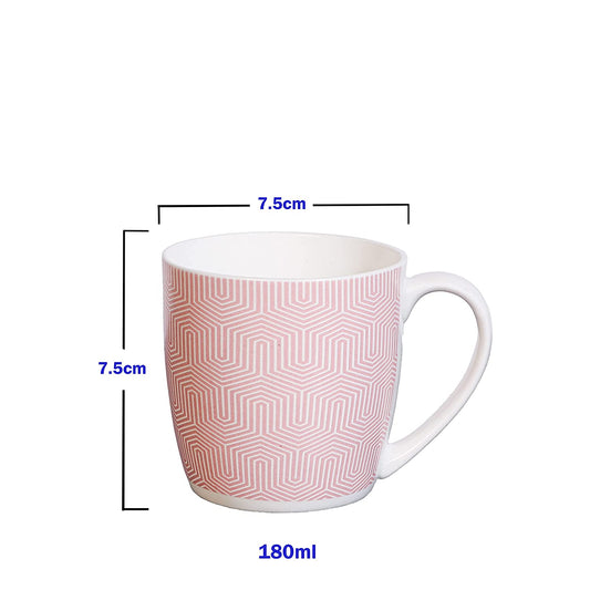 Premium Geo Pattern Coffee & Tea Cup Set of 6, 180 ML, Femora