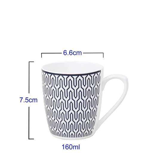 Yuber Line Design Coffee & Tea Cup Set of 6, 160 ML, Femora